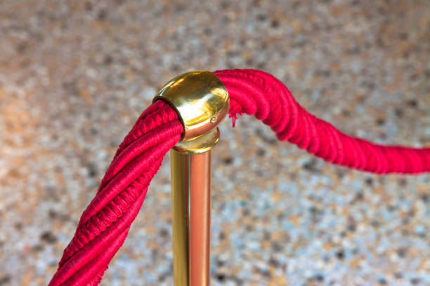 istock Metal railing stand with red rope for museum or exhibition 1356403883