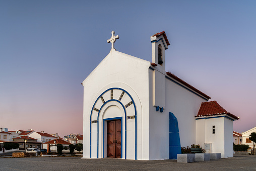 view of Zambujeira do Mar Chapel in Costa Vicentina, Alentejo, Portugal\