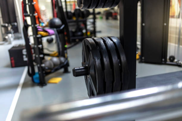 istock Indoor weight lifting training equipment. 1356407470