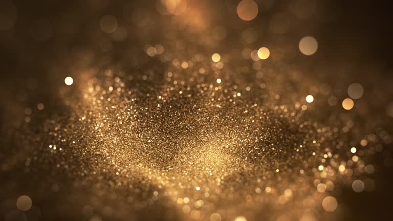 Abstract Glitter Background - Bokeh, Shallow Depth Of Field, Selective Focus - Gold Colored Version, Loopable