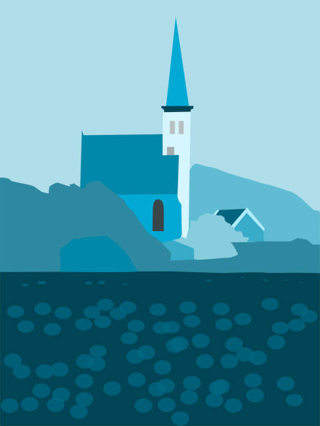 stockillustraties, clipart, cartoons en iconen met church of den hoorn, texel, netherlands. - texel