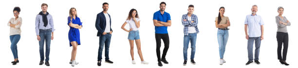 Casual people full length portraits Casual people full length portraits isolated on white background design elements 18 19 years photos stock pictures, royalty-free photos & images