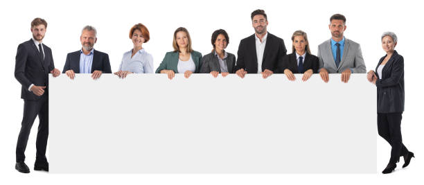 istock Business people with blank banner 1356414648