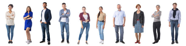 istock Set portrait of people on white 1356414728