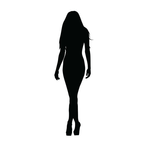 bildbanksillustrationer, clip art samt tecknat material och ikoner med catwalk, sexy slim woman walking forward, isolated vector silhouette - förförisk kvinna