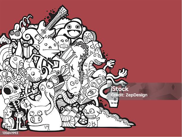 Cartoon Background Stock Illustration - Download Image Now - Graffiti, Monster - Fictional Character, Child