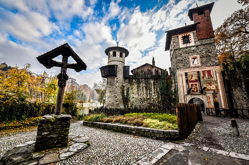 Well, Tower And Courtyard In Valentino Park Medieval Village, Turin, Italy