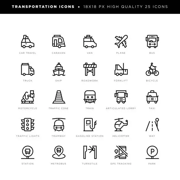 Vector illustration of Transportation icons for air, land and sea vehicles