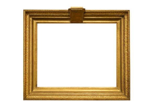 istock Gold frame for a picture in a classic baroque style on a white blank background. 1356428901