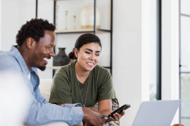 istock Cheerful couple shopping online 1356429520
