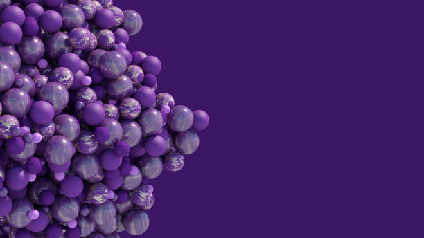 istock Geometric shape with textured purple balls. Purple background. Abstract illustration, 3d render. Copy space. 1356430972