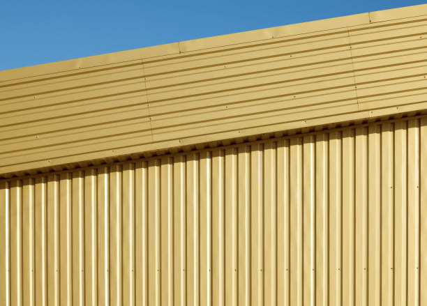 istock Aluminum corrugated metal wall 1356432713