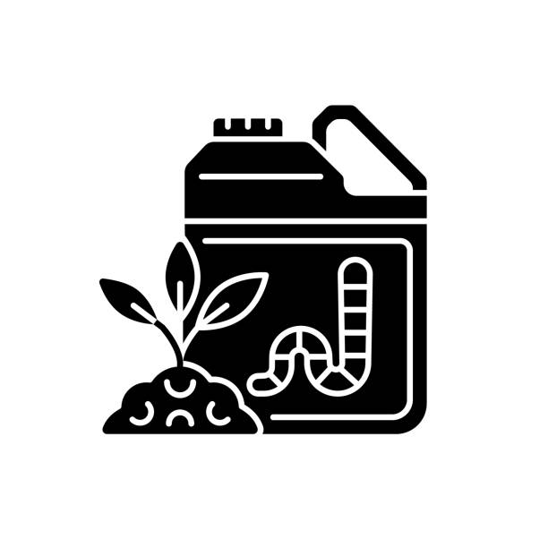 ilustrações de stock, clip art, desenhos animados e ícones de earthworm castings black glyph icon - desperdício alimentar