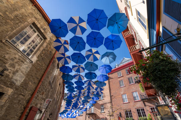 Umbrella Alley. Quebec stock photo