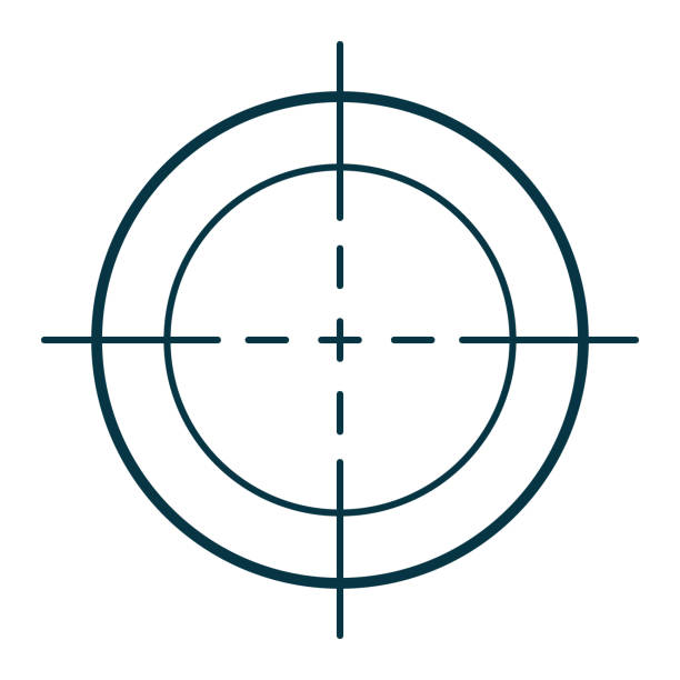 illustrations, cliparts, dessins animés et icônes de viseur de sniper depuis le but circulaire, tir militaire. point de vue, tueur. ligne vectorielle - telescopic sight