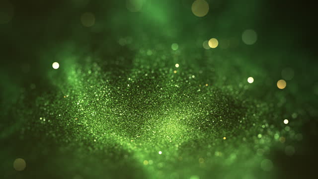 Abstract Glitter Background - Bokeh, Shallow Depth Of Field, Selective Focus - Green Version, Loopable