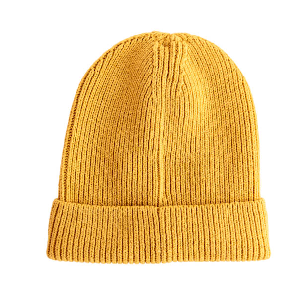 istock Yellow knitted hat, modern, light, casual style, isolated on a white 1356446238