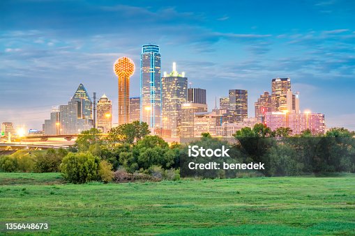 istock Dallas Texas USA Skyline Night 1356448673