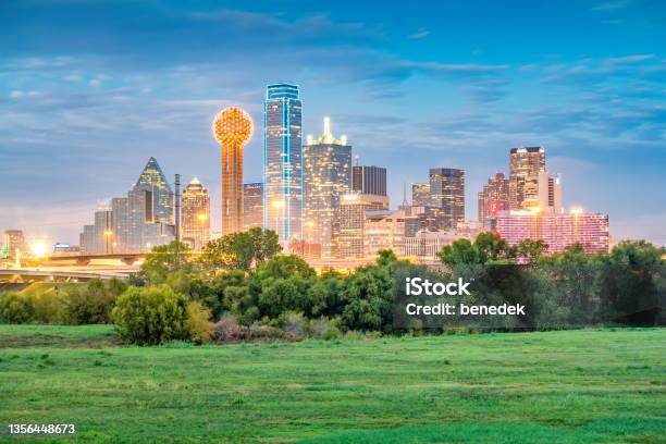 Dallas Texas Usa Skyline Night Stock Photo - Download Image Now - Dallas - Texas, Urban Skyline, Texas