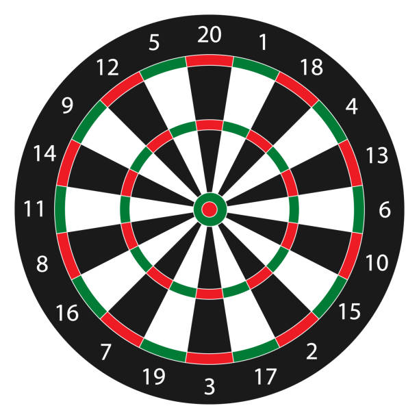 ilustraciones, imágenes clip art, dibujos animados e iconos de stock de un dardo aislado sobre un fondo blanco, dibujo vectorial - dartboard darts scoreboard leisure games