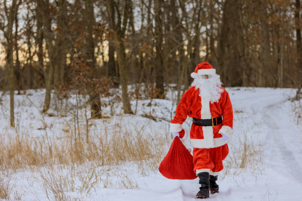 istock Santa Claus carrying Christmas presents 1356454297