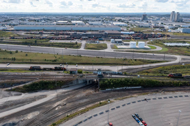 istock Aerial View of Rail Classification Yard, The MacMillan Yard, Maple, Vaughan, Canada 1356454829