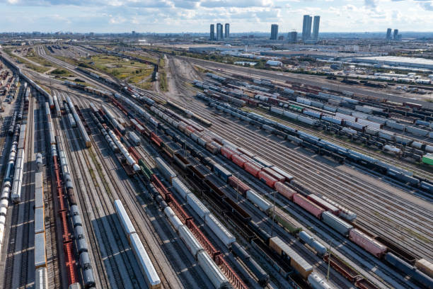 istock Aerial View of Rail Classification Yard, The MacMillan Yard, Maple, Vaughan, Canada 1356454884
