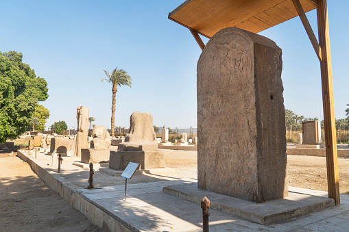 Ancient Egyptian artifacts in the open air. Street Museum