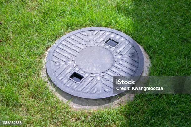 Septic Tank Cover Underground Waste Treatment System Stock Photo - Download Image Now