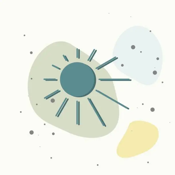 Vector illustration of Sun Vector Icon. A symbol of the sky, good weather on multicolored background.