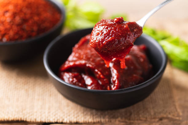 korean gochujang (red chili paste) - thai culture thai cuisine spice ingredient imagens e fotografias de stock