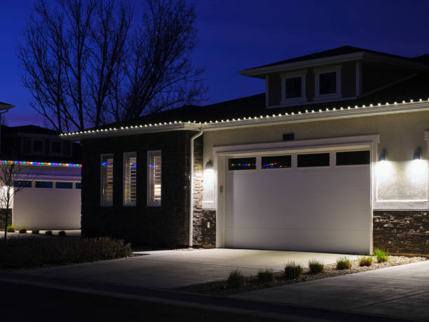 House With Christmas Lights at Night