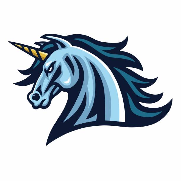ilustraciones, imágenes clip art, dibujos animados e iconos de stock de unicorn head logo design gaming esport mascot illustration - unicornio cabeza