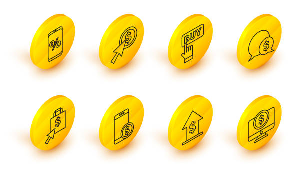 Set line Computer monitor with dollar, Financial growth and coin, Smartphone, Shoping bag, Speech bubble, Buy button, Cursor and Percent discount mobile icon. Vector Set line Computer monitor with dollar Financial growth and coin Smartphone Shoping bag Speech bubble Buy button Cursor and Percent discount mobile icon. Vector. priority baggage tag stock illustrations