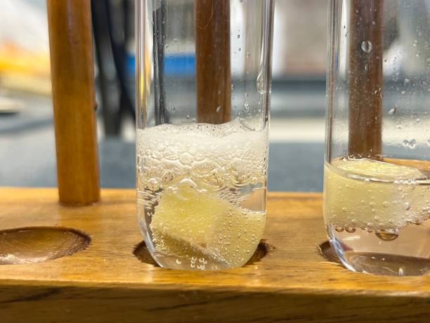 Chemical reaction between apple and hydrogen peroxide Oxygen releases from the chemical reaction between apple and hydrogen peroxide which shown in the biology class hydrogen peroxide stock pictures, royalty-free photos & images