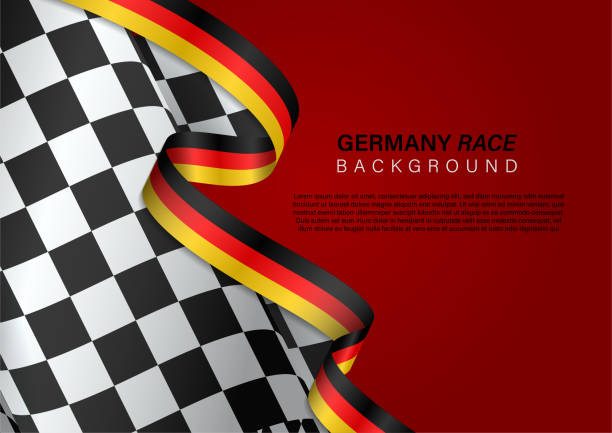 ilustraciones, imágenes clip art, dibujos animados e iconos de stock de bandera de carreras con cinta de color de la bandera de alemania, ilustración vectorial - sports flag