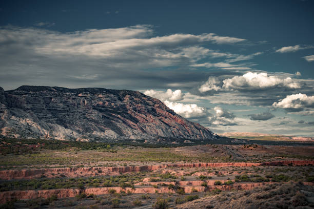 The beautiful view cloudy sky, red and green canyon