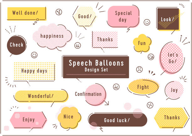 sprechblasen design set - bubble speech bubble thought bubble cartoon stock-grafiken, -clipart, -cartoons und -symbole