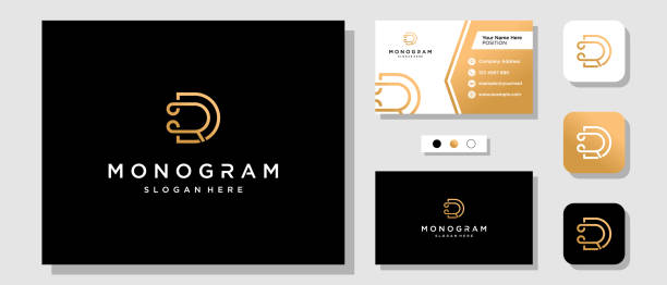 Initials letter RD DR monogram modern luxury  design Initials letter RD DR monogram modern luxury  design with Layout Template Business Card r and d stock illustrations