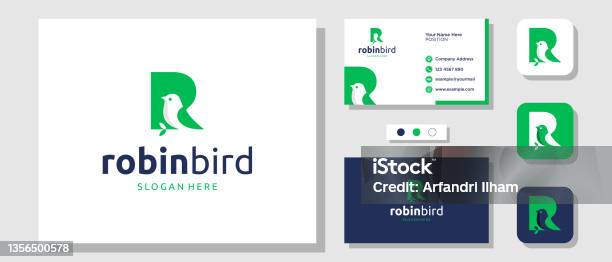 Letter R Robin Robin Bird Emblem Design With Initial Letter R Stock Illustration ...
