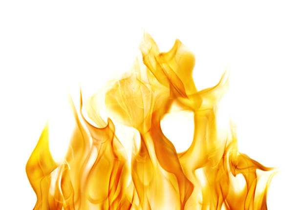 istock yellow fire hot sparks isolated on white 1356500662