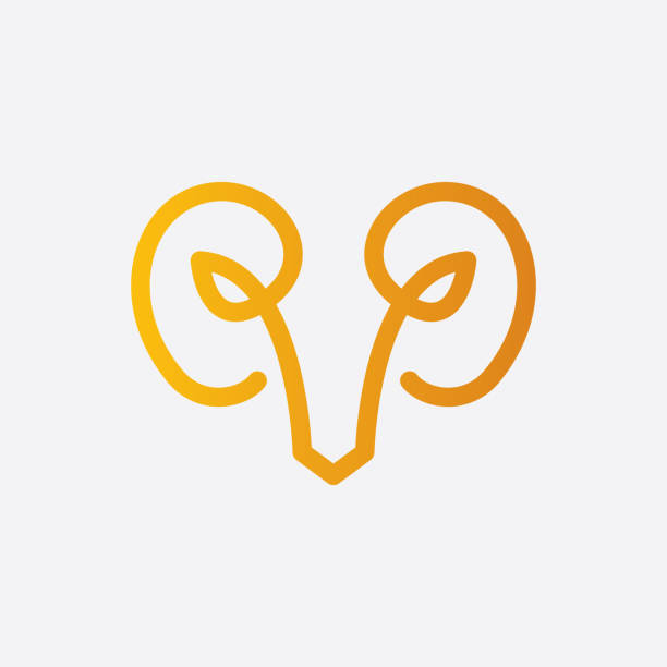 ミニマリストのコンセプトのアイデアを持つ��ヘッドラムをライン形状から作成されたロゴ。 - ram bighorn sheep animal head animal themes点のイラスト素材／クリップアート素材／マンガ素材／アイコン素材