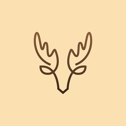 vector design. logo crated from moose head with lin art style concept logo.