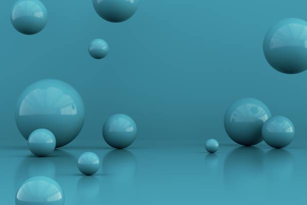 istock Abstract 3d render of spheres, composition with geometric shapes, modern background design 1356506131