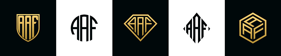 Aaf Letters Initial Letters Aaf Logo Designs Bundle Stock Illustration - Download ...