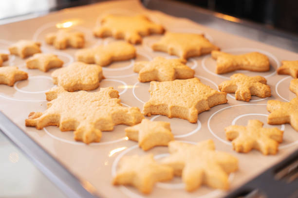 Christmas cookies on bright background. Soft focus. Close up.