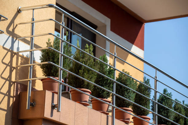istock Balcony railing made of stainless steel 1356508528