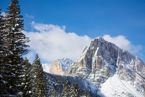 the first big snowfall in the Dolomites in Cortina d'Ampezzo