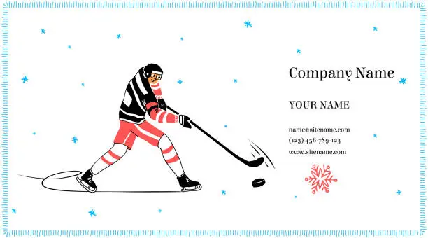 Vector illustration of business card template on theme of winter sports