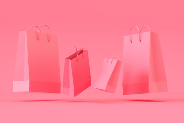 istock 3D Shopping Bags with Product Platform, Podium, Minimal Design 1356511929